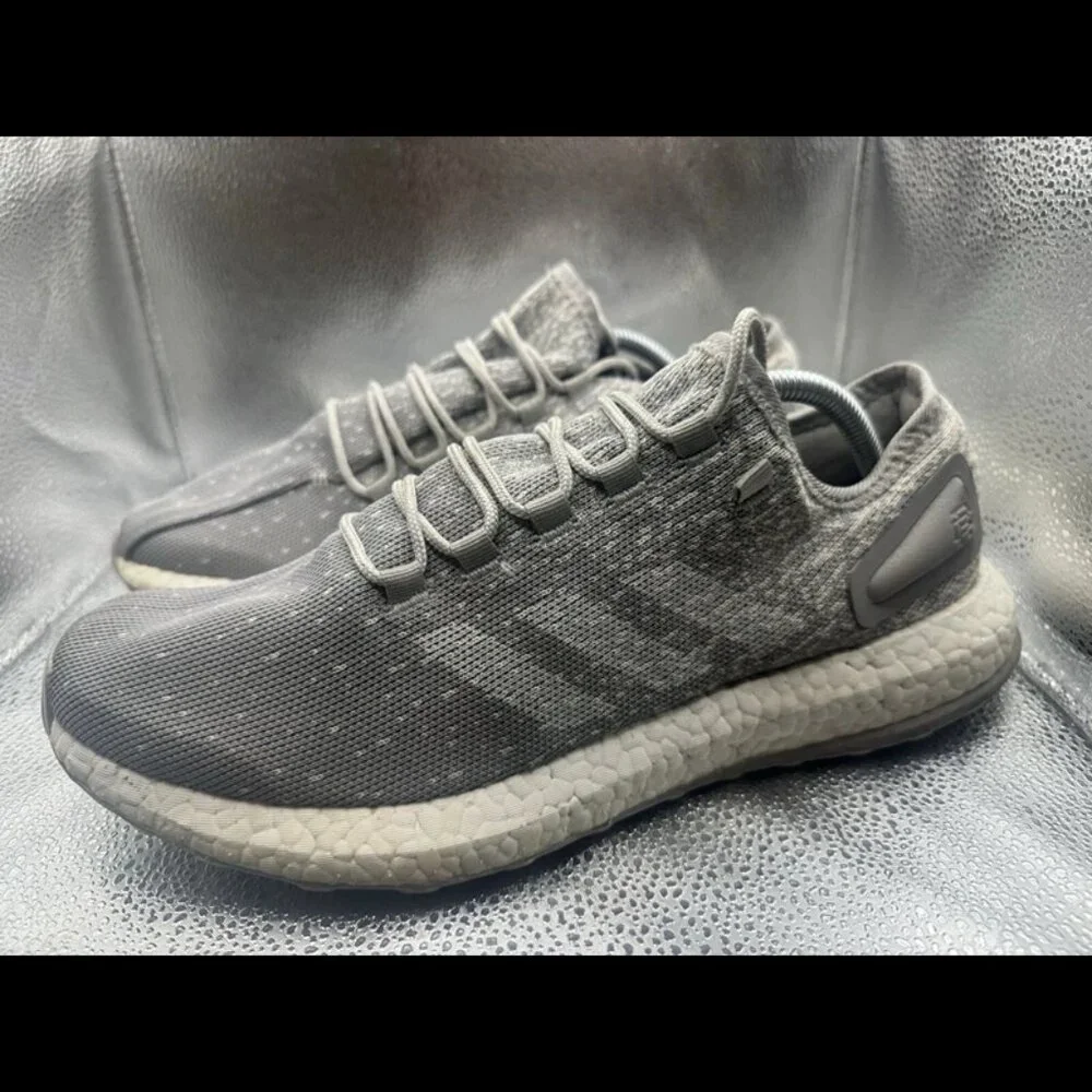 RARE 🚀 Size 11 - Adidas Mens Running Grey White PureBOOST Low Athletic Sneakers